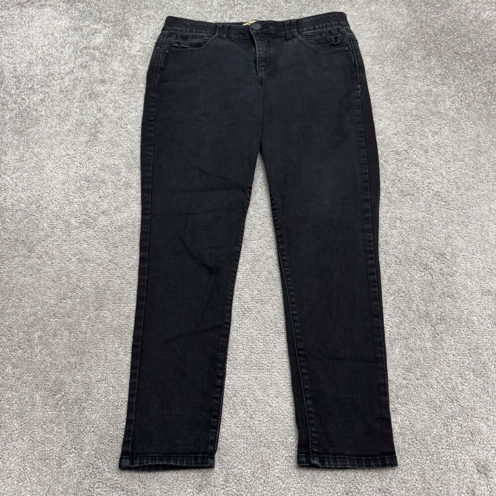 Democracy AB Solution Skinny Mid Rise Denim Jeans Womens 12 Black Stretch 33x28